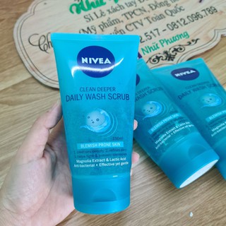 Sữa rửa mặt Nivea Clean deeper daily Wash Scrub 150ml