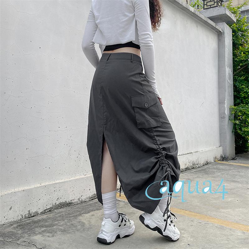 Chân Váy Midi Có Túi Phong Cách Cổ Điển Đường Phố Cho Nữ ANANA-Y2K