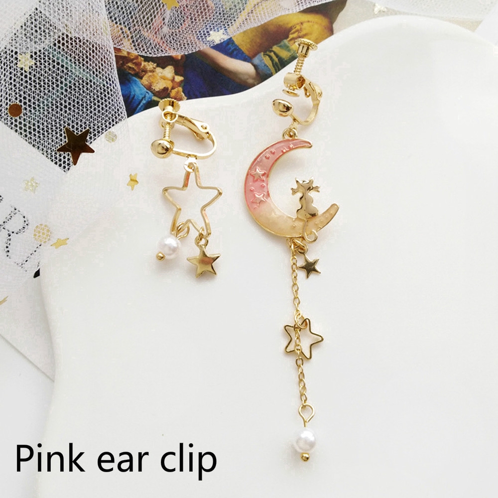 Bông tai hợp kim hình bầu trời sao đính ngọc trai giả sang trọng