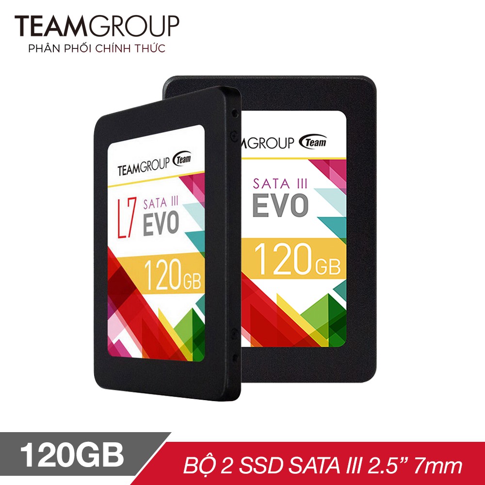 Bộ 2 ổ cứng SSD Team Group L7 EVO 120GB Sata III 2.5&quot; 7mm (Bảo hành đổi mới 36 T)