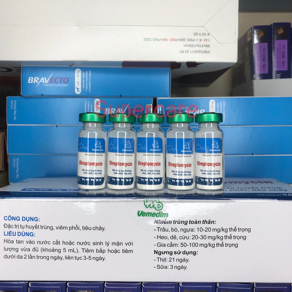 Combo 5 Lọ Streptomycin 1Gr - Tiêu Chảy Ecoli, Tụ Huyết Trùng Ở Thỏ, Gà