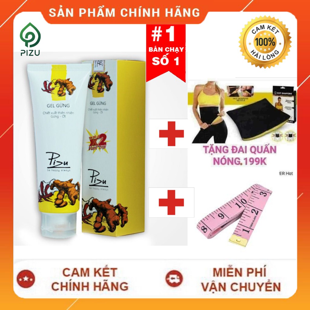 [TẶNG KÈM ĐAI SINH NHIỆT VÀ THƯỚC] Gel Tan Mỡ Gừng Ớt PIZU Giảm Mỡ Toàn Thân HÀNG CHÍNH HÃNG