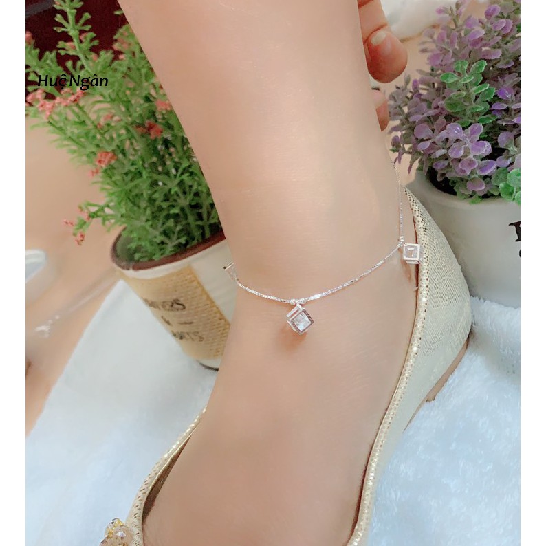 Lắc chân bạc Ý 925 Huệ Ngân - Hình lập phương cá tính RYBJ50065