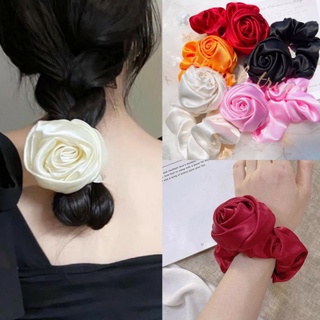 Cột tóc hoa hồng vải lụa phong cách cổ điển