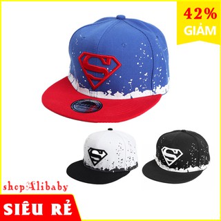 🔥FREESHIP TỐI ĐA 70K🌈Mũ lưỡi trai thêu logo siêu nhân phong cách hiphop cho bé từ 3-8 tuổi E164