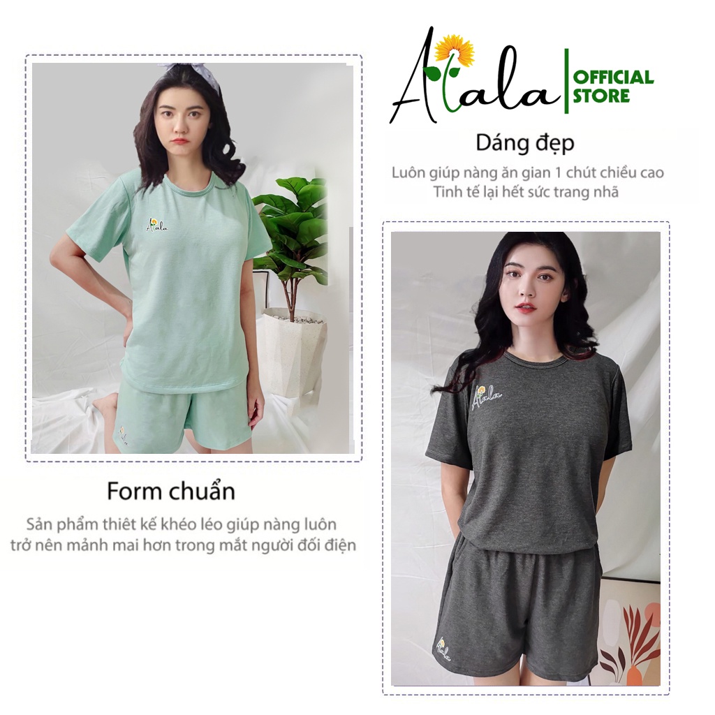 Đồ bộ nữ cộc tay mặc nhà thời trang mới tông màu sáng - Chất liệu Cotton cao cấp chính phẩm ALALA