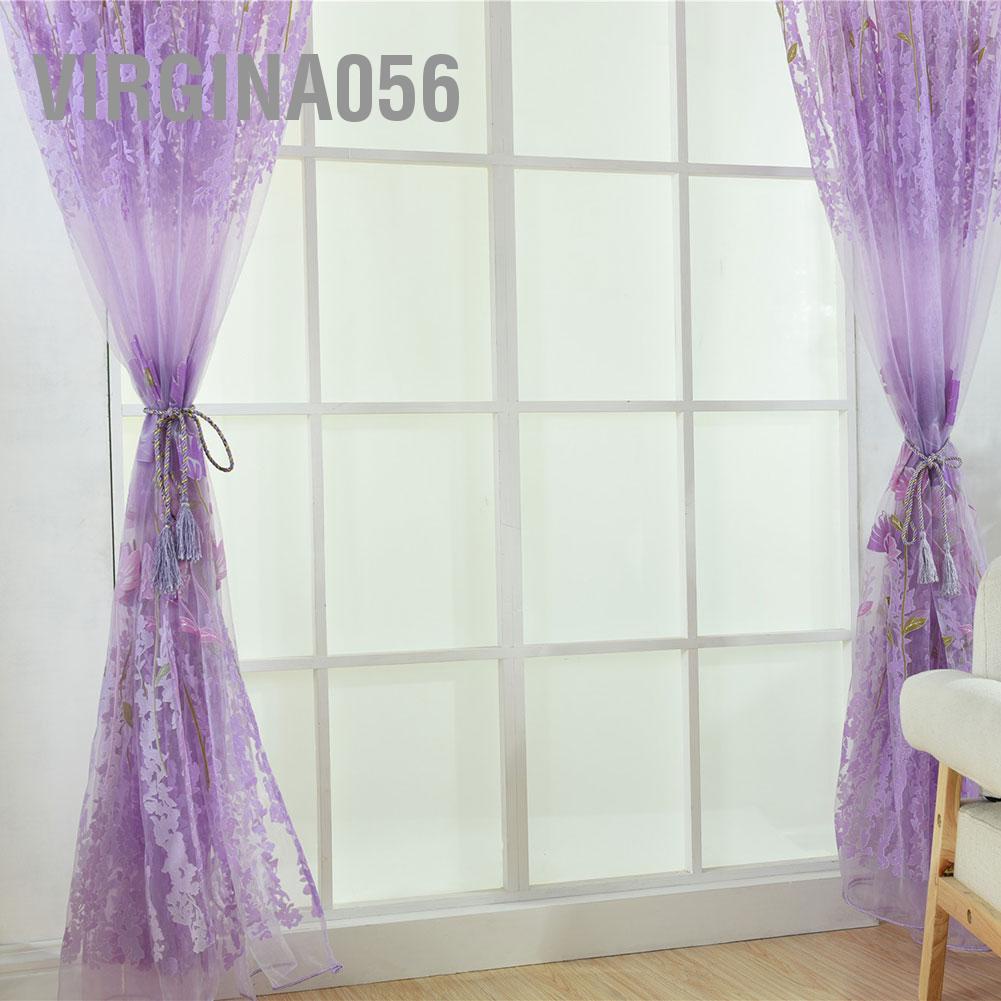 Virgina056 Polyester Floral Pattern Window Tulle Voile Curtain Bedroom Living Room Decor