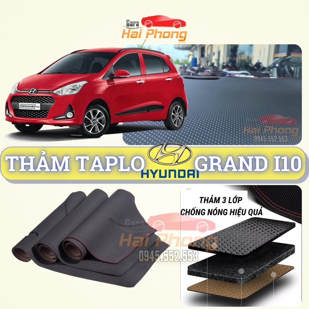 Thảm taplo Hyundai I10 2013 - 2022 dập vân Cacbon cao cấp, chống nóng ô tô hiệu quả