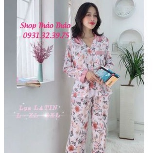 Đồ Bộ Pijama Lụa Latin Cao Cấp Siêu Mềm Mượt Quần Dài Tay Dài Size L XL 2XL Giảm 10K Đơn 200K