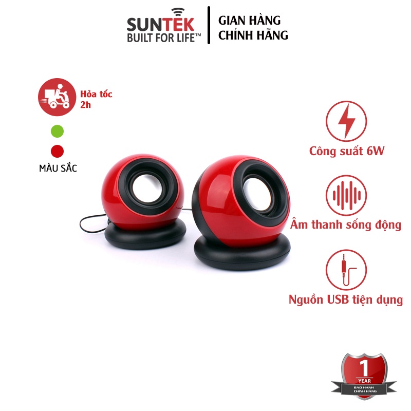 Loa Máy Tính SUNTEK IF-10 6W (Xanh/Đỏ) - Nguồn USB kết nối tiện lợi, nhỏ gọn di động - Bảo hành chính hãng 12 tháng