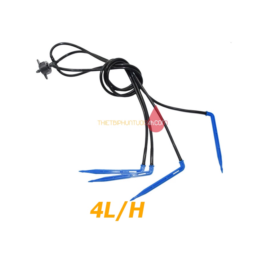Bộ béc tưới nhỏ giọt 4 que cắm có bù áp, lưu lượng 2lít/4lít/8lít/giờ