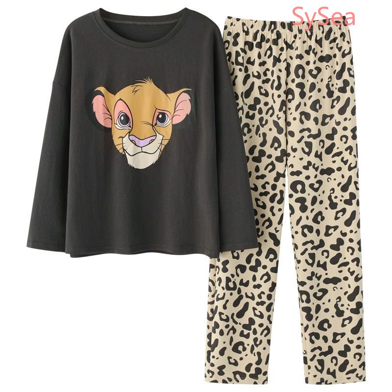 Bộ Đồ Ngủ Họa Tiết Da Báo Thời Trang Mùa Thu Cho Nữ