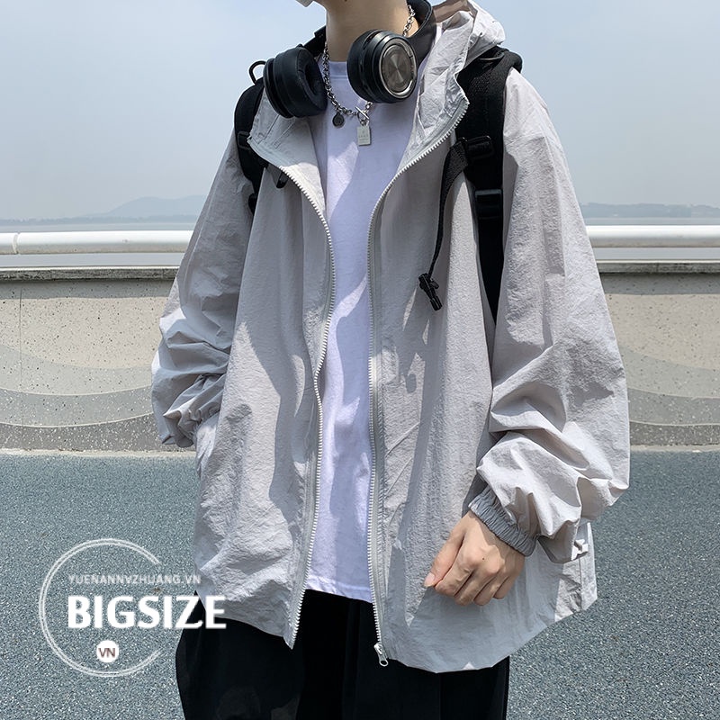 Áo chông nắng Nam ⚡️𝐁𝐈𝐆𝐒𝐈𝐙𝐄⚡️ Áo khoác chông nắng hoodie mỏng form rộng tay dài thoáng khí Chống tia mùa hè Phong cách hàn quốc cho người mập béo Nam