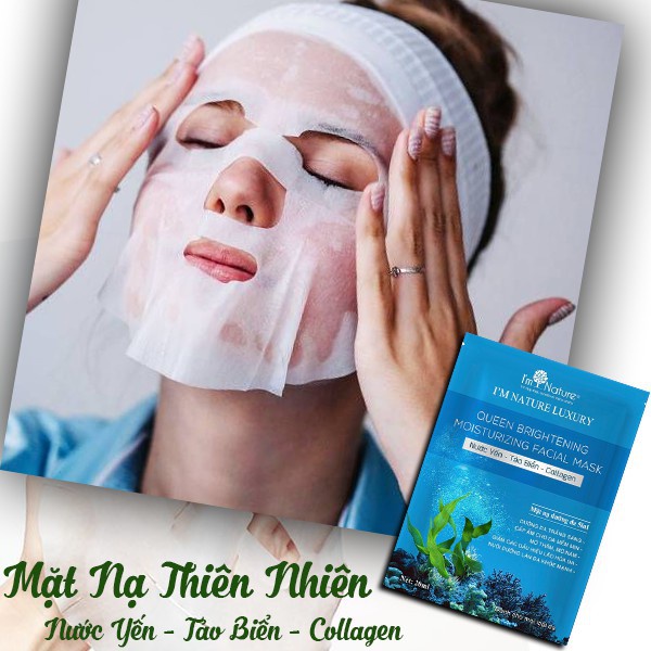 Mặt Nạ Dưỡng Trắng Sáng Yến Tươi Collagen I'm Nature Luxury Queen Brighterning & Moisturizing Facial Mask (Hộp 6 Miếng)