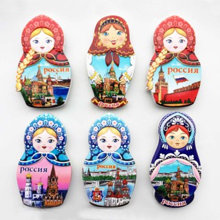 Nga sáng tạo du lịch lưu niệm từ tủ lạnh dán cho gia đình tủ lạnh trang trí nhựa nam châm matryoshka nam châm tủ lạnh