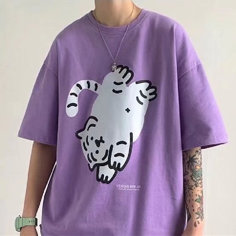 Áo Thun Tay Ngắn Dáng Rộng In Họa Tiết Hoạt Hình Phong Cách Nhật Bản Thời Trang Mùa Hè Cho Nam Size M-8XL