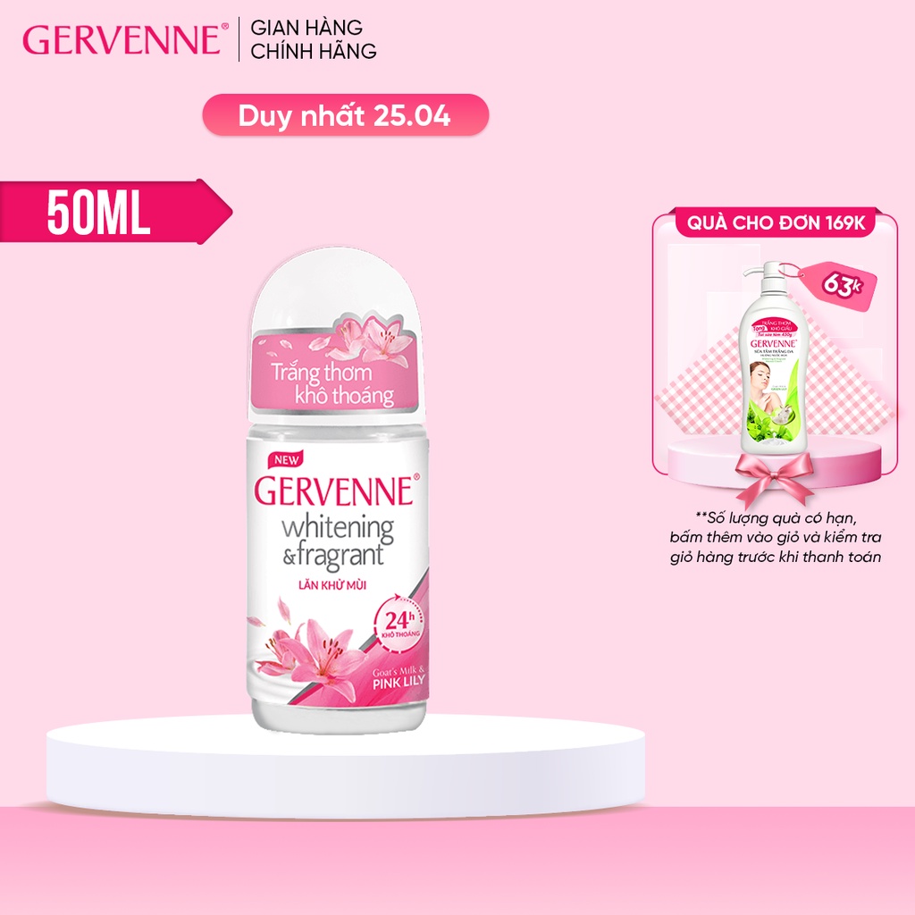 Lăn khử mùi trắng da Gervenne Pink Lily 50ml