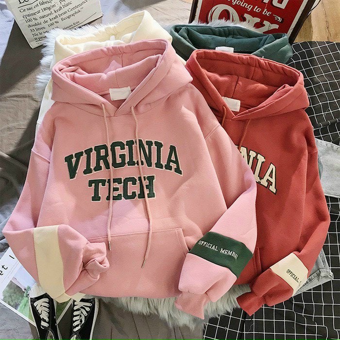Áo hoodie nỉ loại 1 có nón, in chữ Virginia.Tech. Chất dày dặn cực xịn