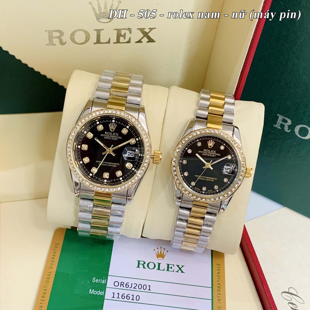 [rolex nam] Đồng hồ nam nữ Rolex - unisex viền đá dây kim loại chống nước DH505 ngochang108