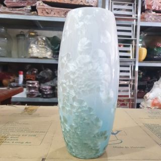 Bình bông men hoa đá sứ Bát Tràng Việt Nam cao 28cm