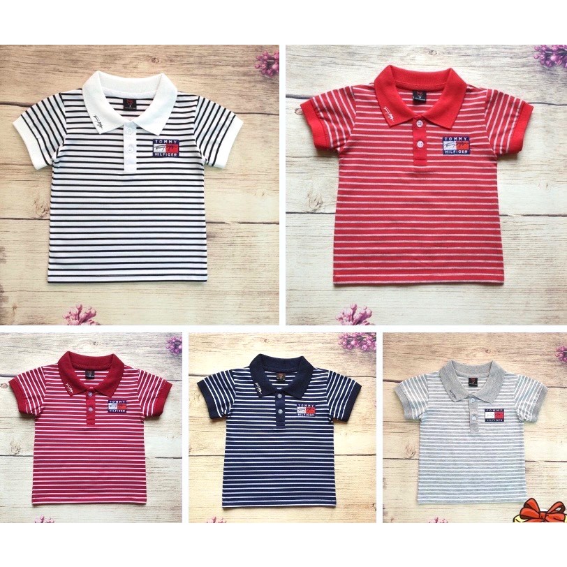 Áo thun polo bé trai tay ngắn (THÊU-TOMMY) 14 kg đến 38 kg