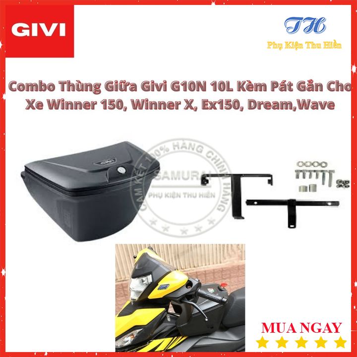 Combo Thùng Giữa Givi G10N 10L Kèm Pát Gắn Cho Xe Winner 150, Winner X, Ex150, Dream,  - BH 24 Tháng