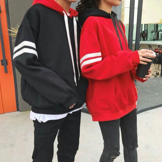 Áo hoodie đen đỏ - Áo khoác nỉ