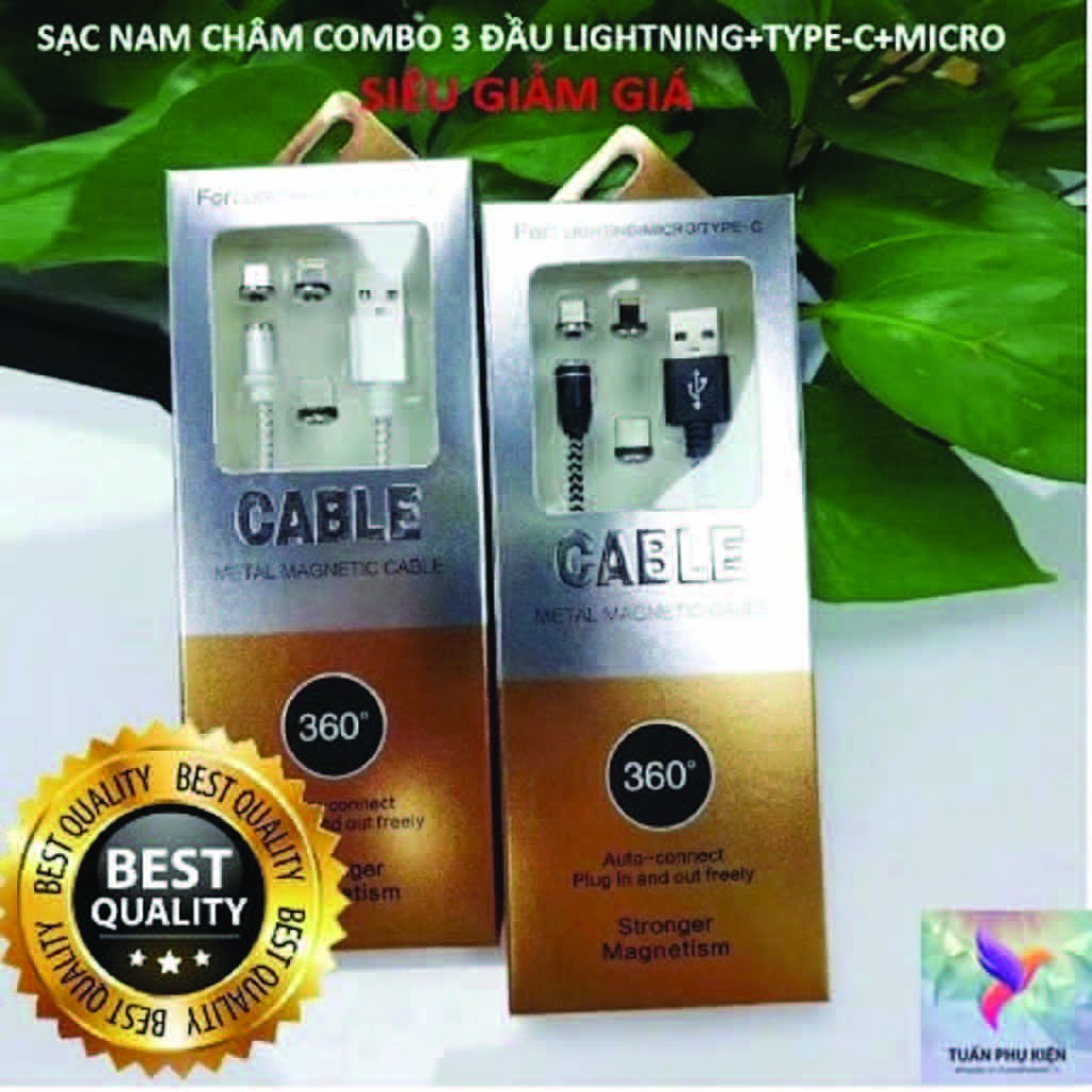 Cáp Sạc Nam Châm 3 Đầu ⚡ Cáp Sạc Nam Châm X- CABLE 360⚡ Lightning, Micro-Usb, Usb TypeC (BH 3 Tháng) - Dây Dù Dài 1m