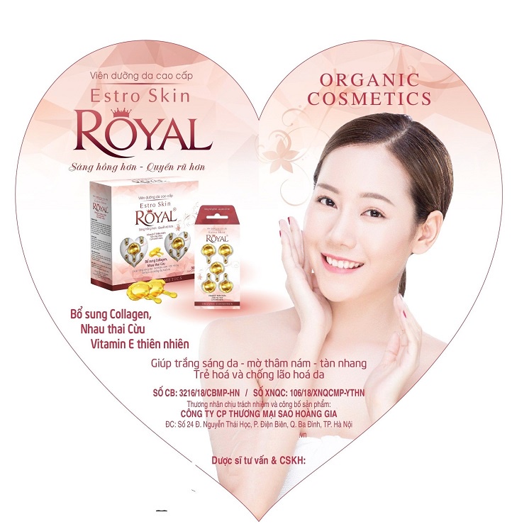 Viên Bôi Dưỡng Da Cao Cấp ESTRO SKIN ROYAL sáng hồng giảm thâm, nám, tàng nhang, nếp nhăn trên da