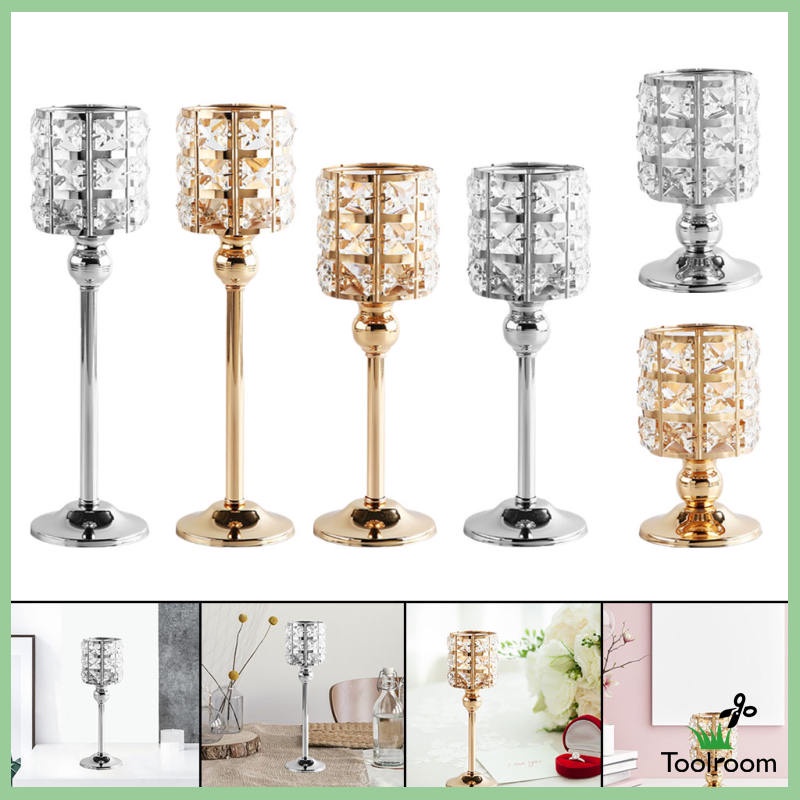 Giá đỡ nến đính pha lê kiểu dáng hiện đại cho trang trí bàn nội thất