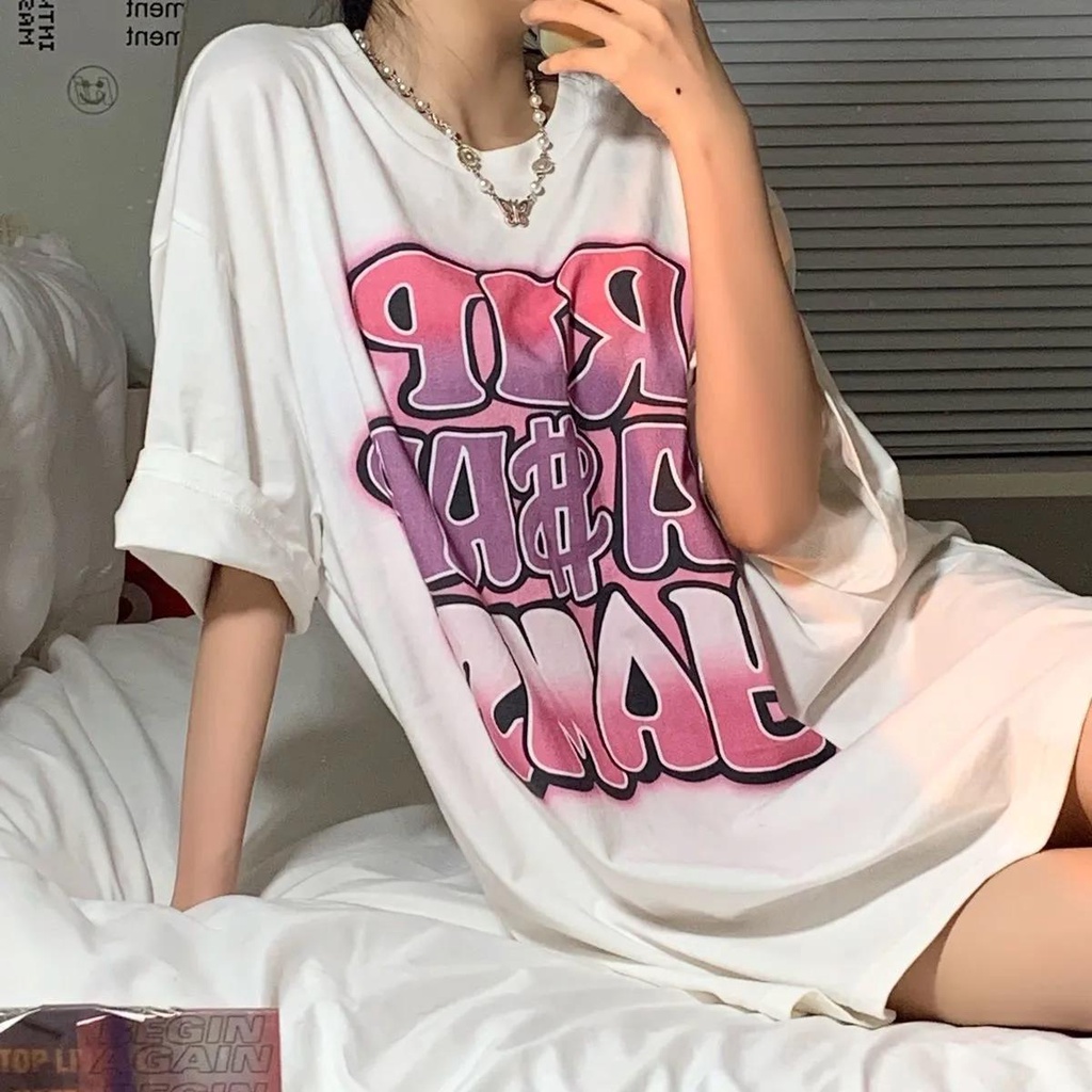 NRVP Áo Thun 100% Cotton Dáng Rộng Thời Trang Hàn Quốc Cho Nữ