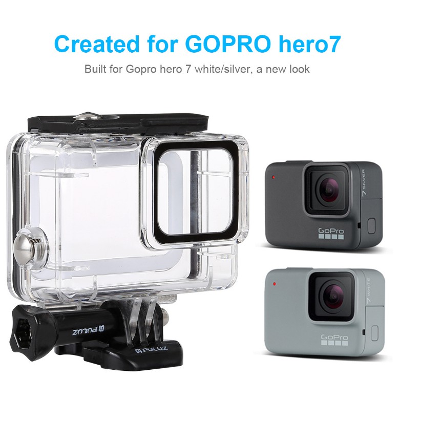 Case chống nước gopro hero 7 6 5 bằng nhựa mica trong suốt chống nước độ sâu 45m