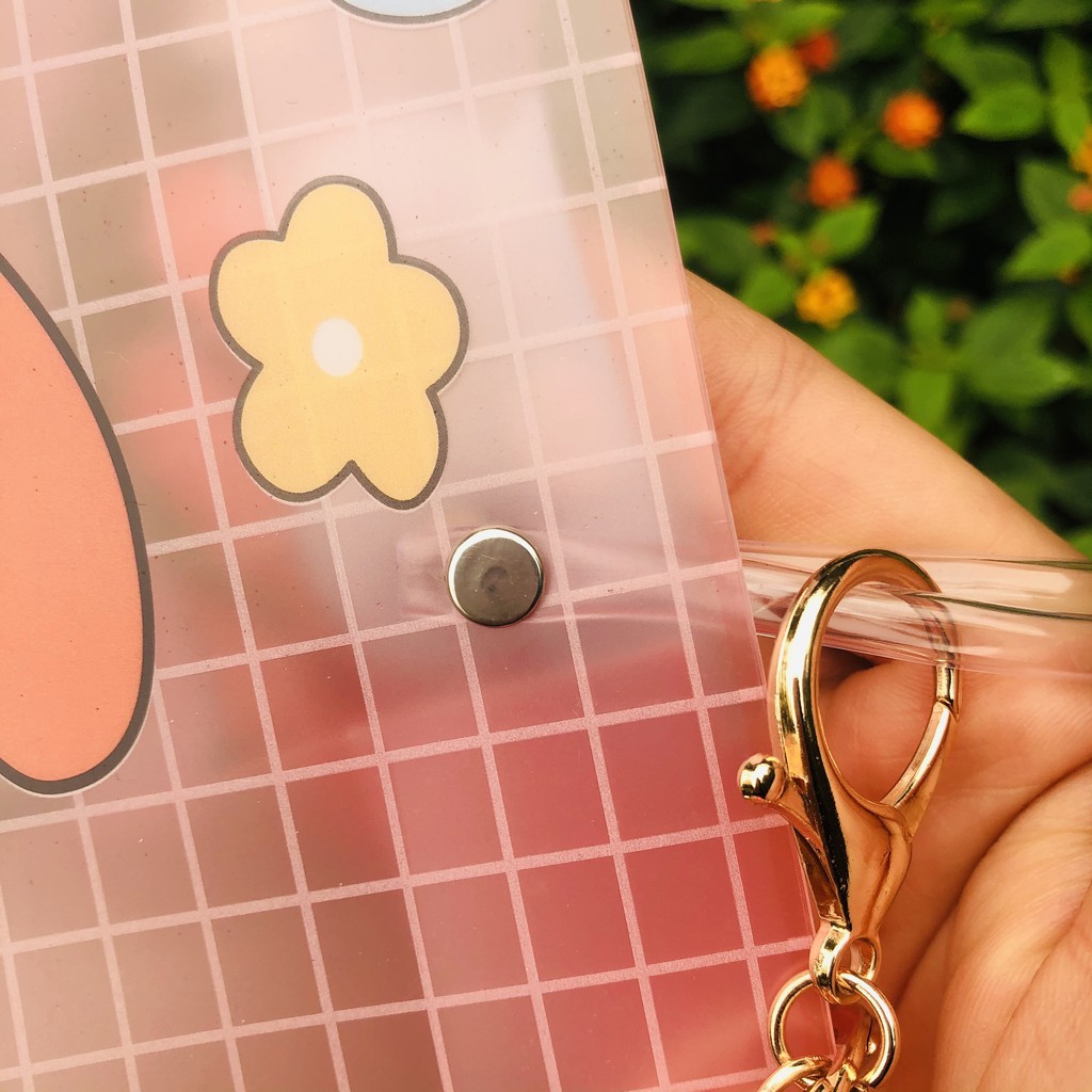 Túi plastic đã năng đựng đồ dùng, đồ trang điểm tiện lợi dễ thương màu hồng