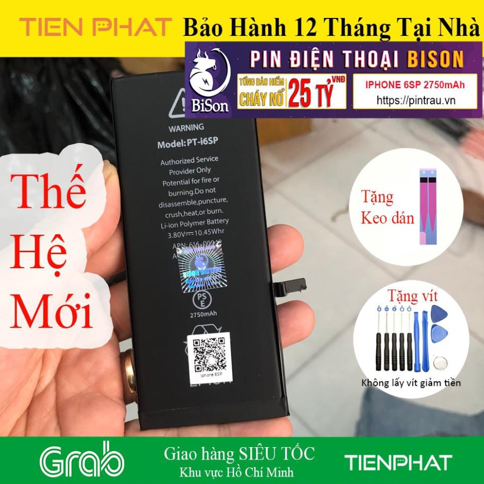 Pin BISON Iphone 6s Plus chính hãng - Pin Con Trâu - BH 12 tháng online - Dung Lượng 2750 mAh