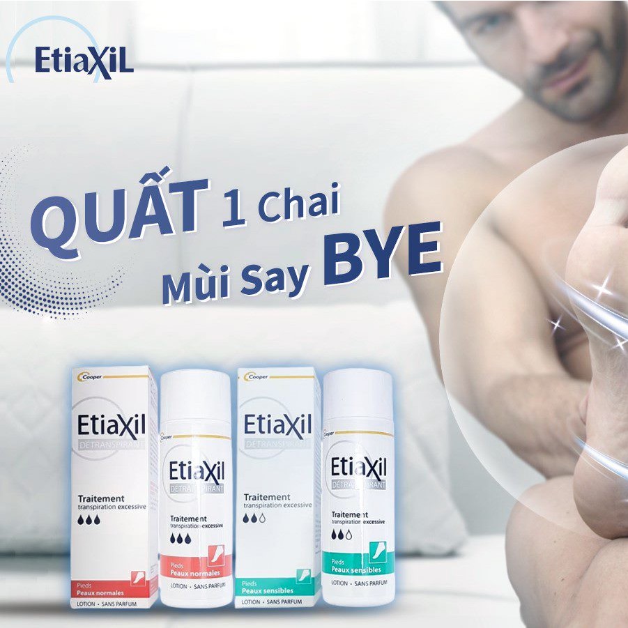 Lăn khử mùi Etiaxil giảm mồ hôi chân tay - Etiaxil Détranspirant Traitement Pieds Peaux Sensibles 100ml - Da thường