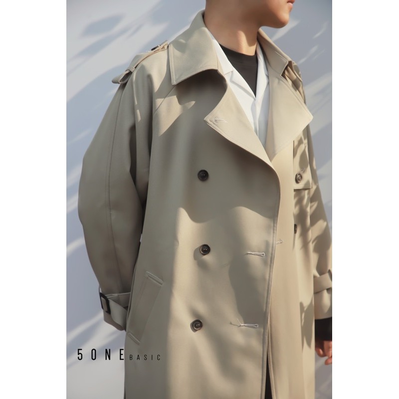 Aó TRENCH COAT mangto kAki dáng suông