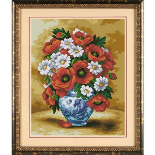 Tranh thêu chữ thập bình hoa in trên vải - Xartshop hc032