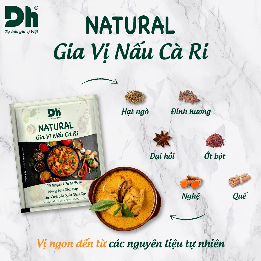 Gia Vị Nấu Cà Ri Chính Hãng Natural Dh Foods Gói 10G