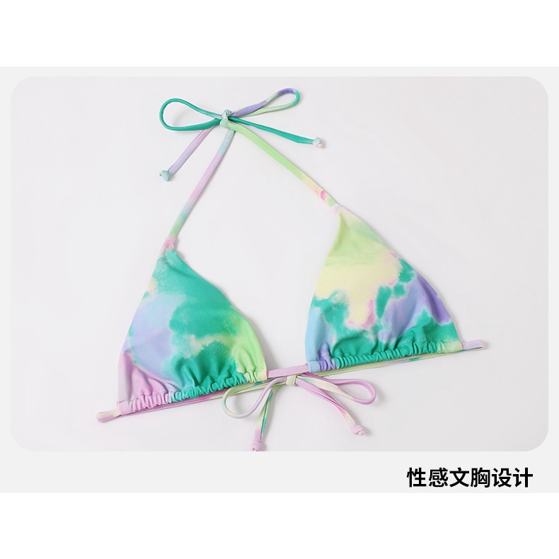 Bikini đi biển LUHAZO 3 mảnh bộ đồ bơi nữ sexy đẹp gợi cảm du lịch màu loang mẫu mới kiểu dáng Âu Mỹ  2022 MN38 DK7T105