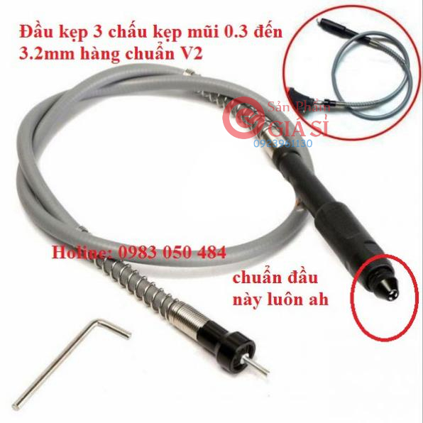 Dây truyền chuyển động máy khoan mài khắc đầu 3 chấu kẹp mũi 0.3 đến 3.2mm - dây nối dài máy khoan v2 ❤️freeship❤️