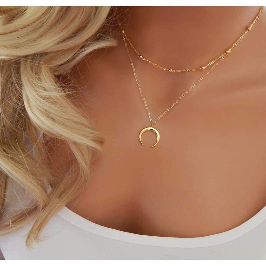 vòng cổ Mặt Trăng Khuyết Phong Cách Bohemian Cổ Điển Cho Nữ