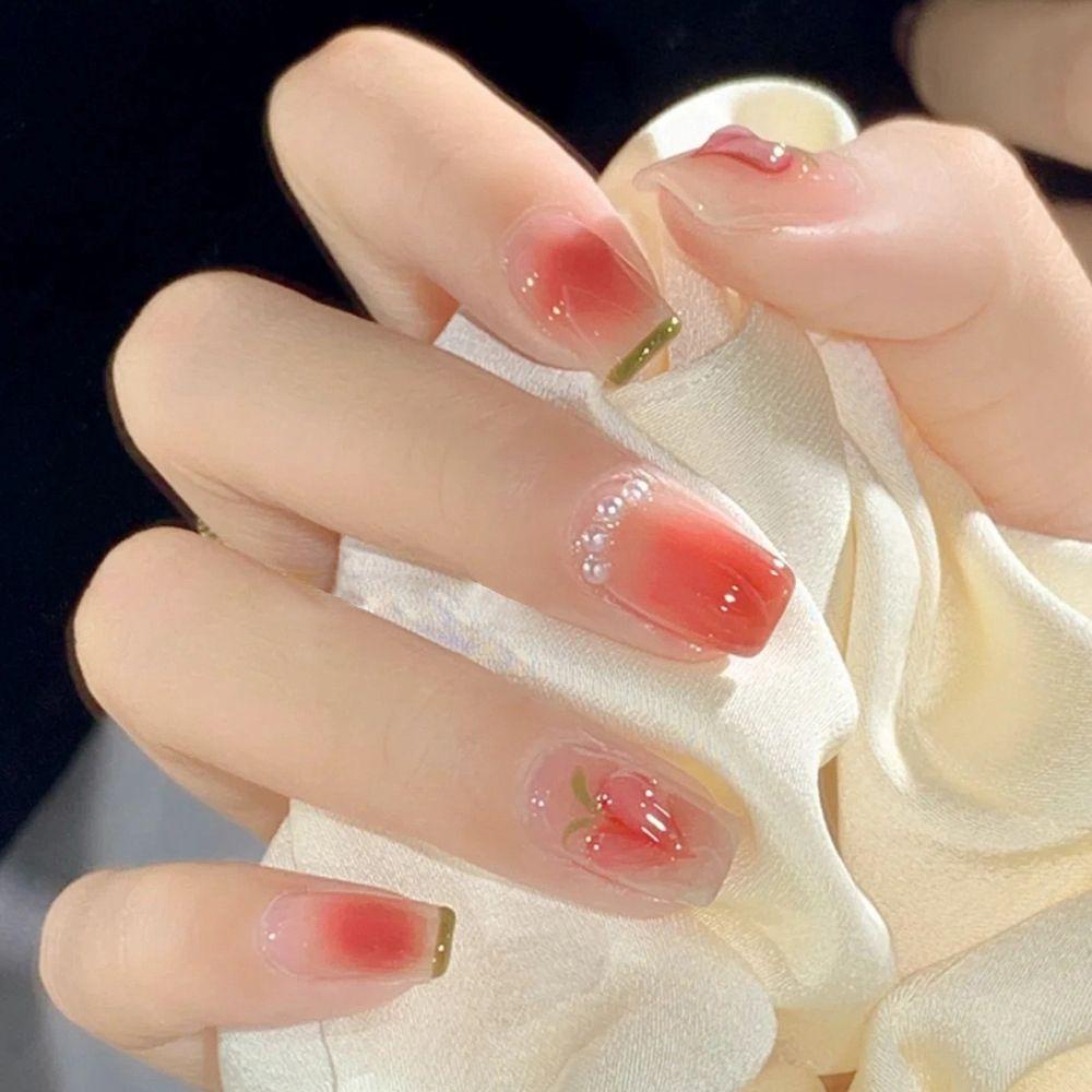 Bộ 24 Móng Tay Giả Ngắn / Tròn / Vuông Che Phủ Toàn Diện