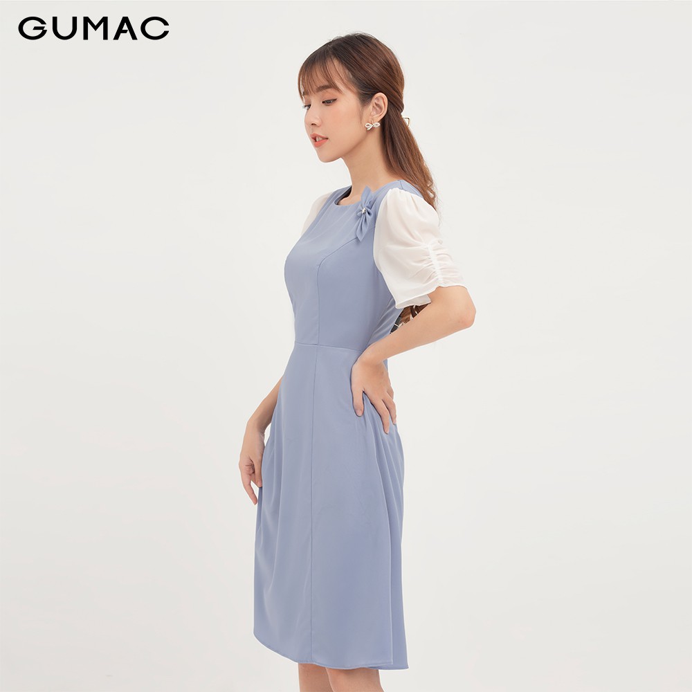 Đầm ôm nữ tay nhún phụ kiện GUMAC DA1214 | BigBuy360 - bigbuy360.vn