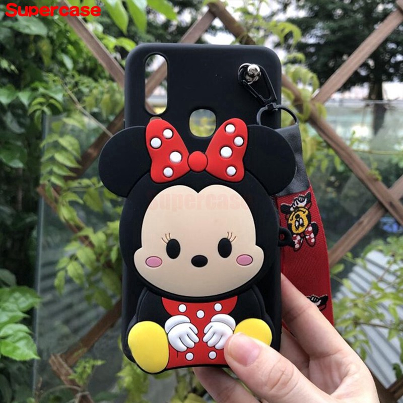 Ốp điện thoại kiểu ví hình Doraemon Hello Kitty Mickey Stitch cho Samsung Galaxy S8+ S8 Plus S7 S6 Edge