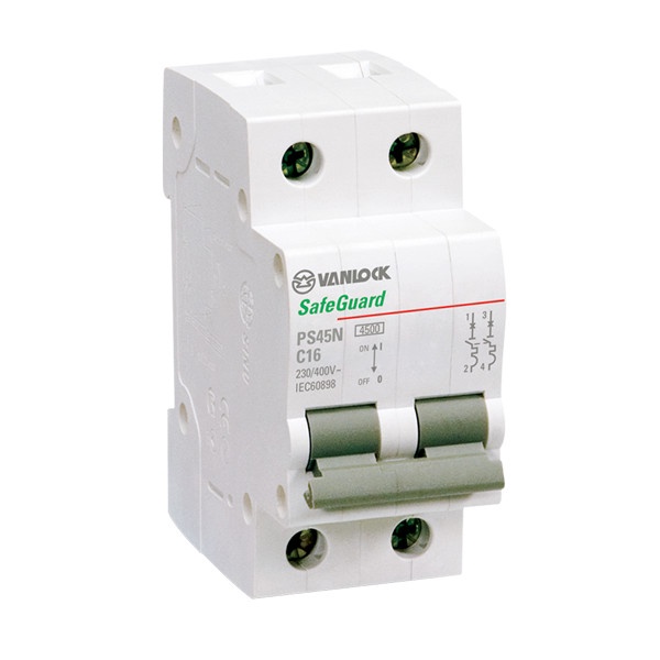 Cầu dao tép MCB 2P 16A 4.5kA Vanlock PS45N/C2016