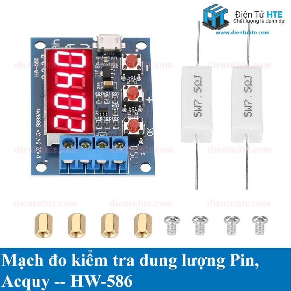 Mạch đo kiểm tra dung lượng Pin, Acquy HW-586 kèm trở công suất