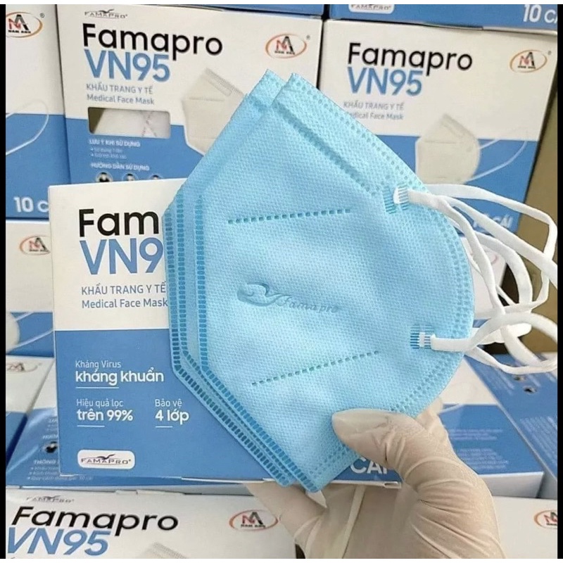 Khẩu trang VN95 Famapro nhiều màu 1 hộp 10 cái - 1 thùng 500 cái combo 10-50 cái