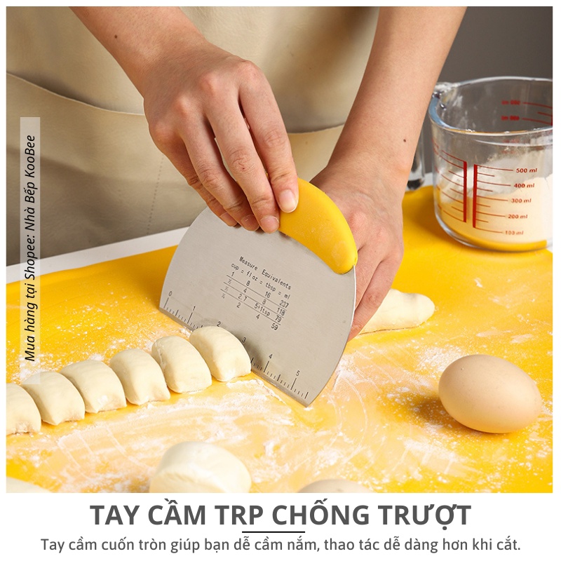Dao cắt bột làm bánh có vạch chia KOOBEE  bằng Inox 403 không gỉ chống ăn mòn cao cấp - Dụng cụ làm bánh