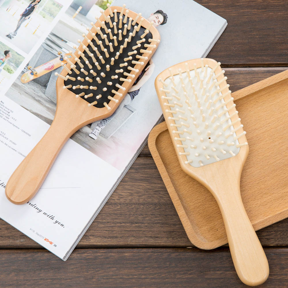 Lược gỗ mát xa da đầu chống tĩnh điện tiện lợi