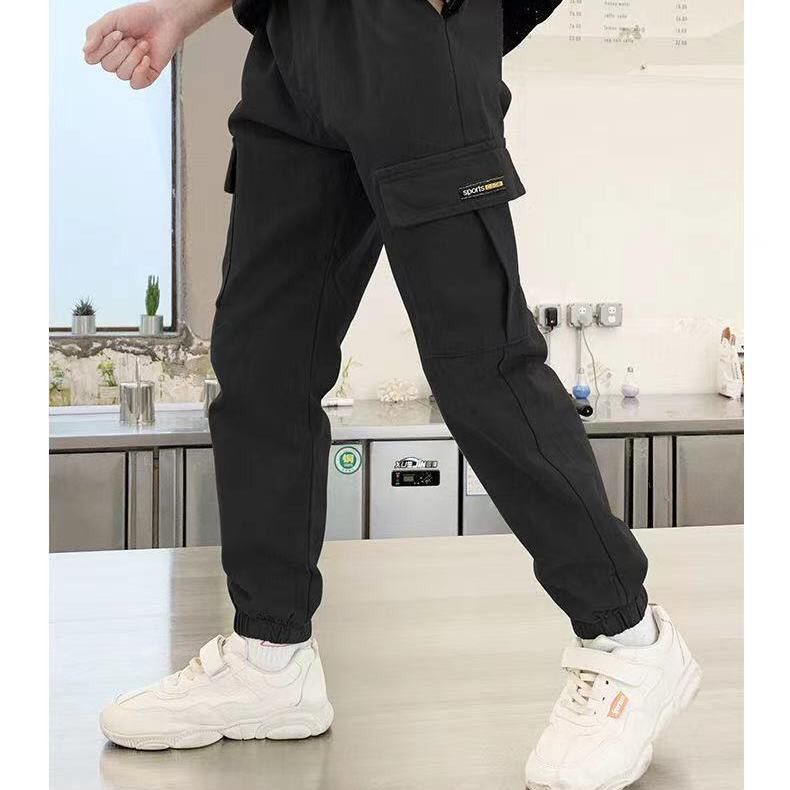 Quần Dài Thể Thao Vải Cotton Cỡ Lớn Thời Trang Xuân Thu Cho Bé Trai